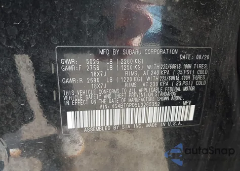 2020 Subaru Outback Touring Xt из США, поврежденный, VIN 4S4BTGPD5L3265352